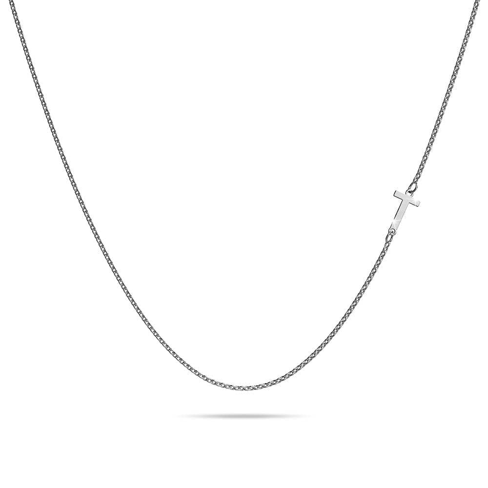 Bold Alphabet Letter Initial Charm Necklace in White Gold Tone - 78
