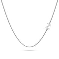 Bold Alphabet Letter Initial Charm Necklace in White Gold Tone - 102