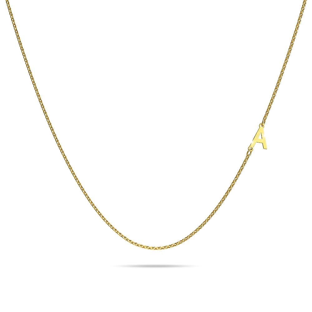 Bold Alphabet Letter Initial Charm Necklace in Gold Tone - 7