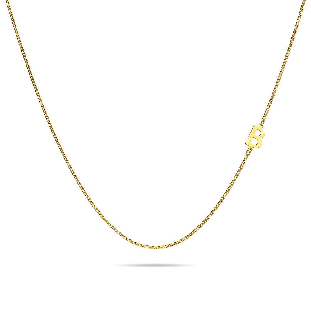 Bold Alphabet Letter Initial Charm Necklace in Gold Tone - 6