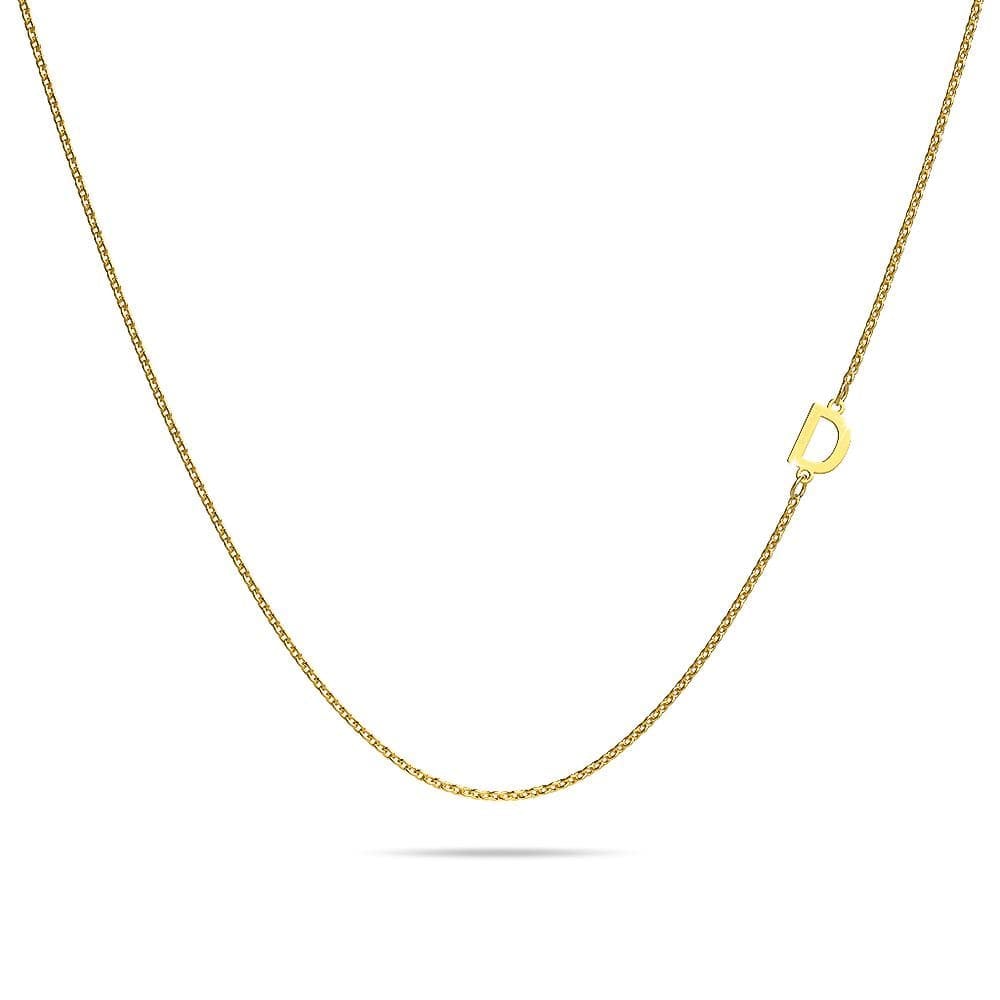 Bold Alphabet Letter Initial Charm Necklace in Gold Tone - 14