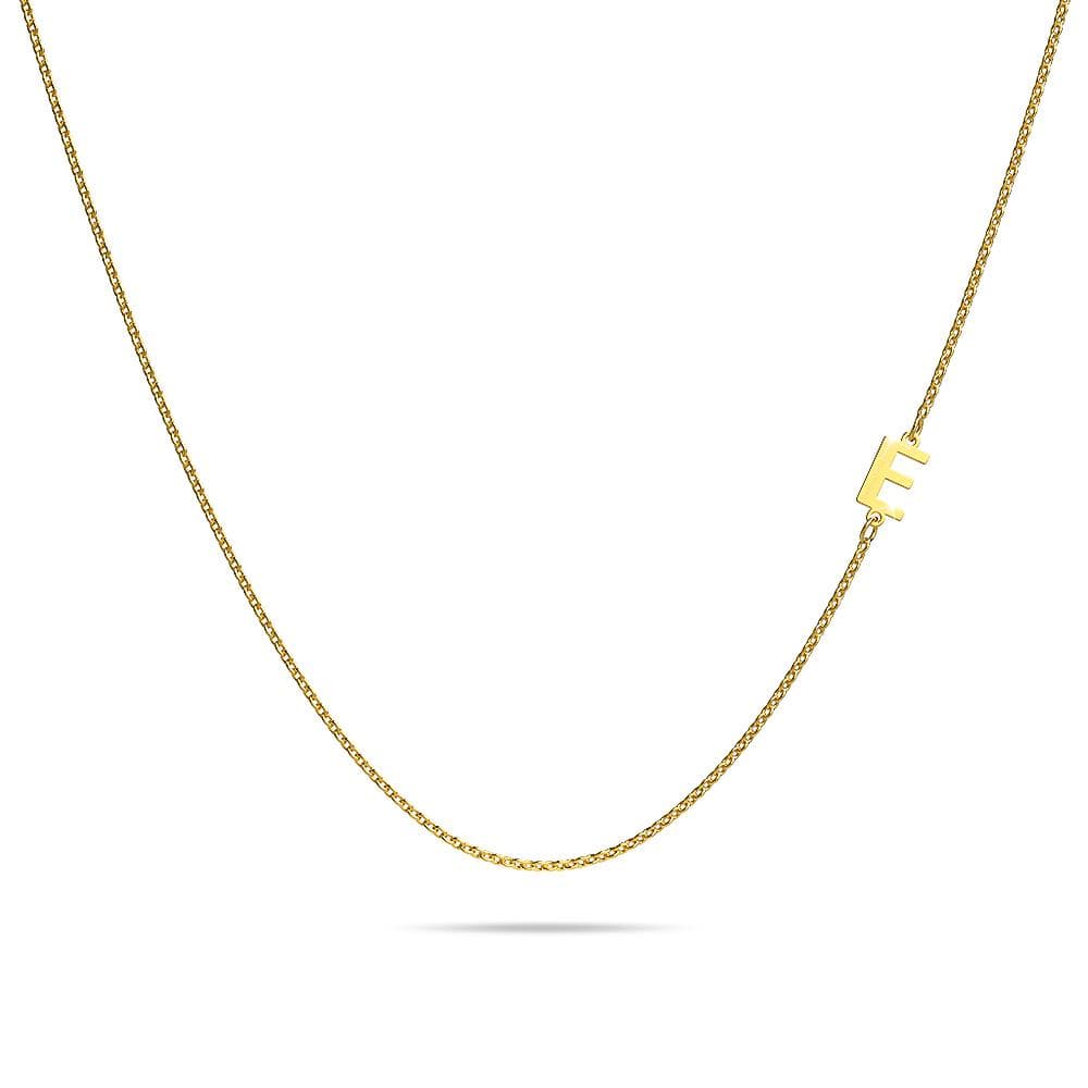 Bold Alphabet Letter Initial Charm Necklace in Gold Tone - 18