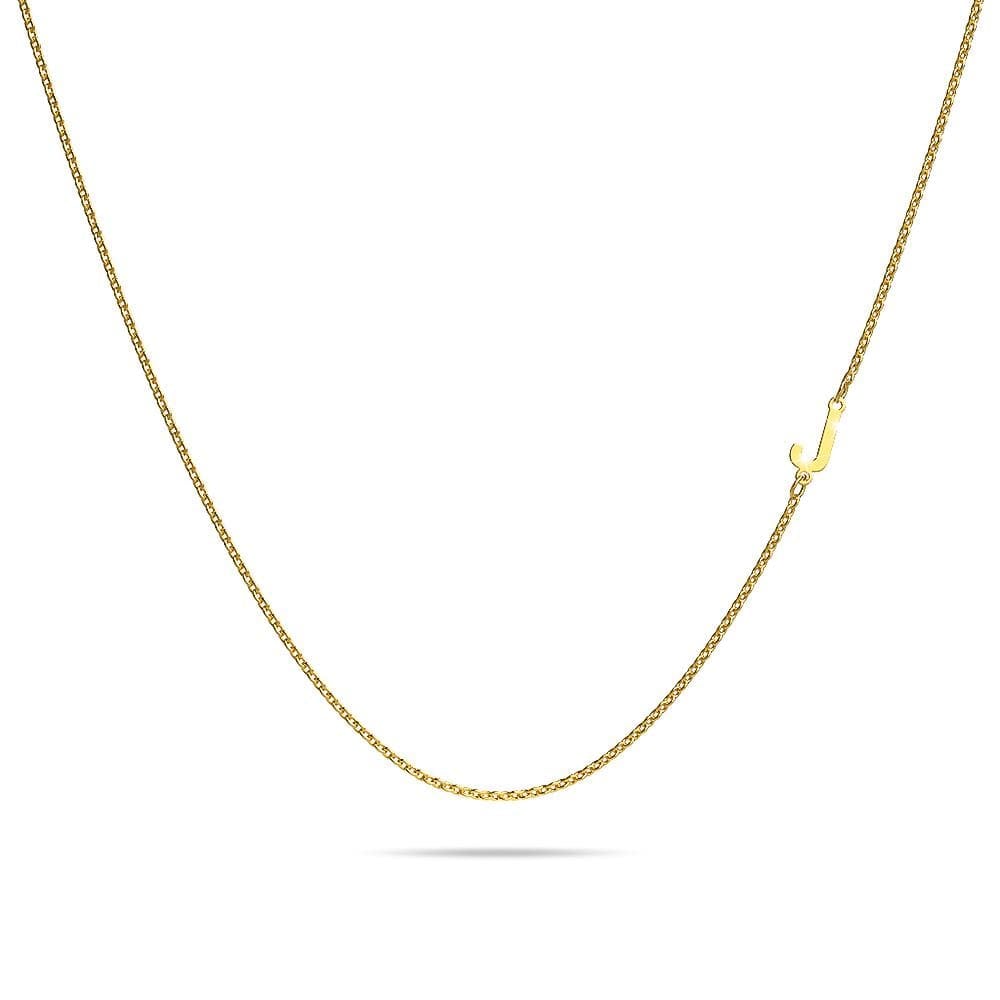 Bold Alphabet Letter Initial Charm Necklace in Gold Tone - 38