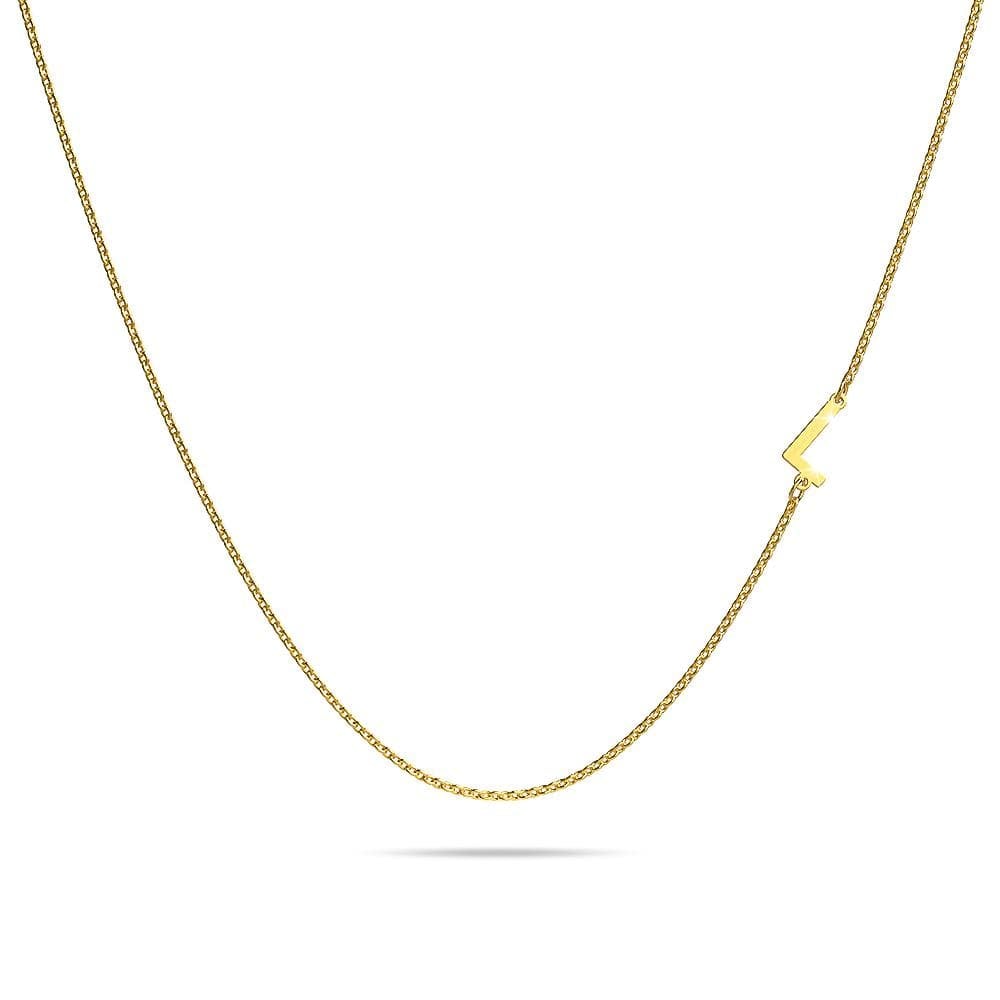 Bold Alphabet Letter Initial Charm Necklace in Gold Tone - 46