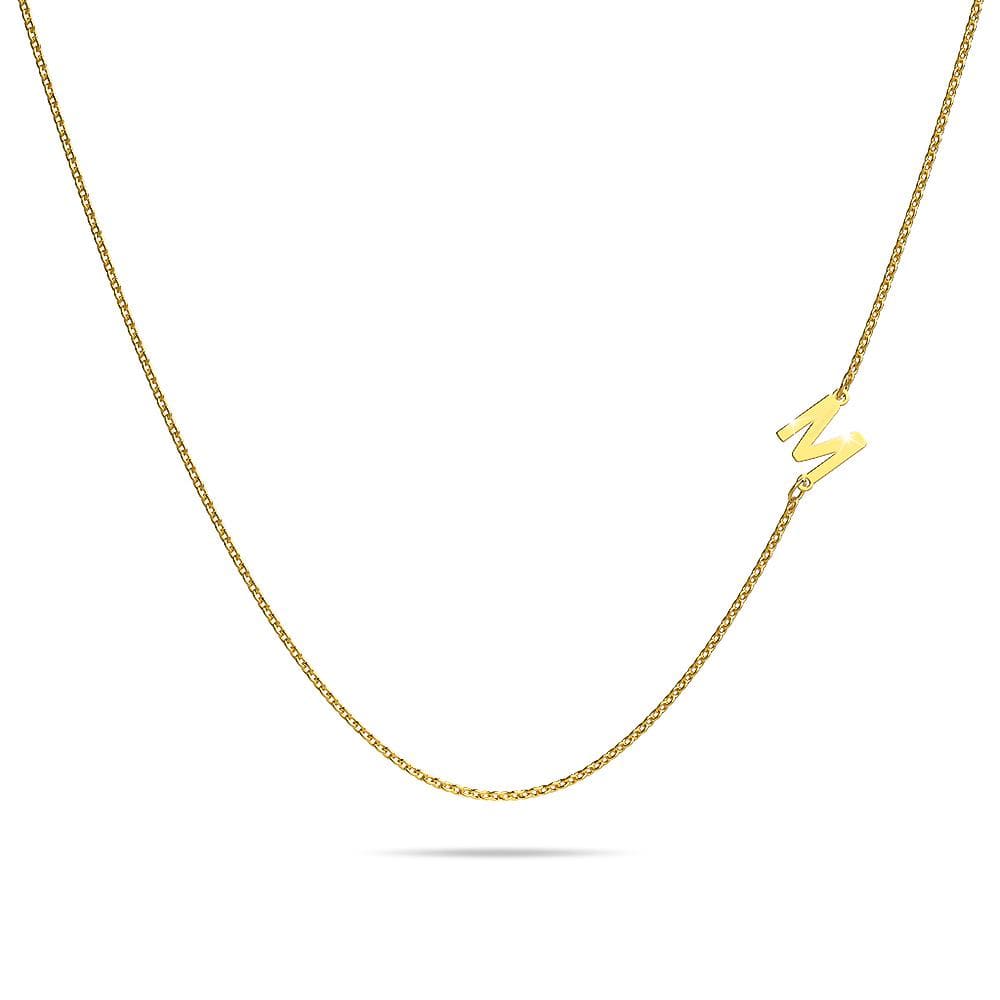 Bold Alphabet Letter Initial Charm Necklace in Gold Tone - 50