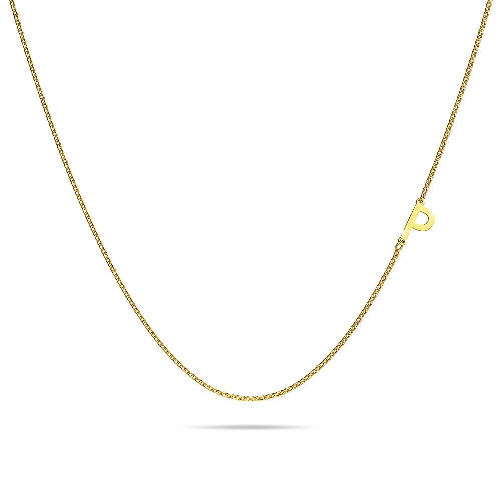 Bold Alphabet Letter Initial Charm Necklace in Gold Tone - 62