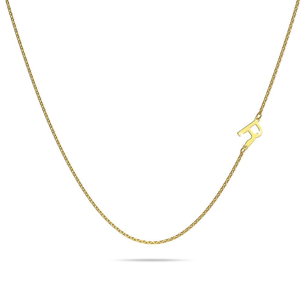 Bold Alphabet Letter Initial Charm Necklace in Gold Tone - 70