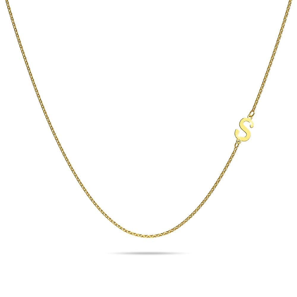 Bold Alphabet Letter Initial Charm Necklace in Gold Tone - 74