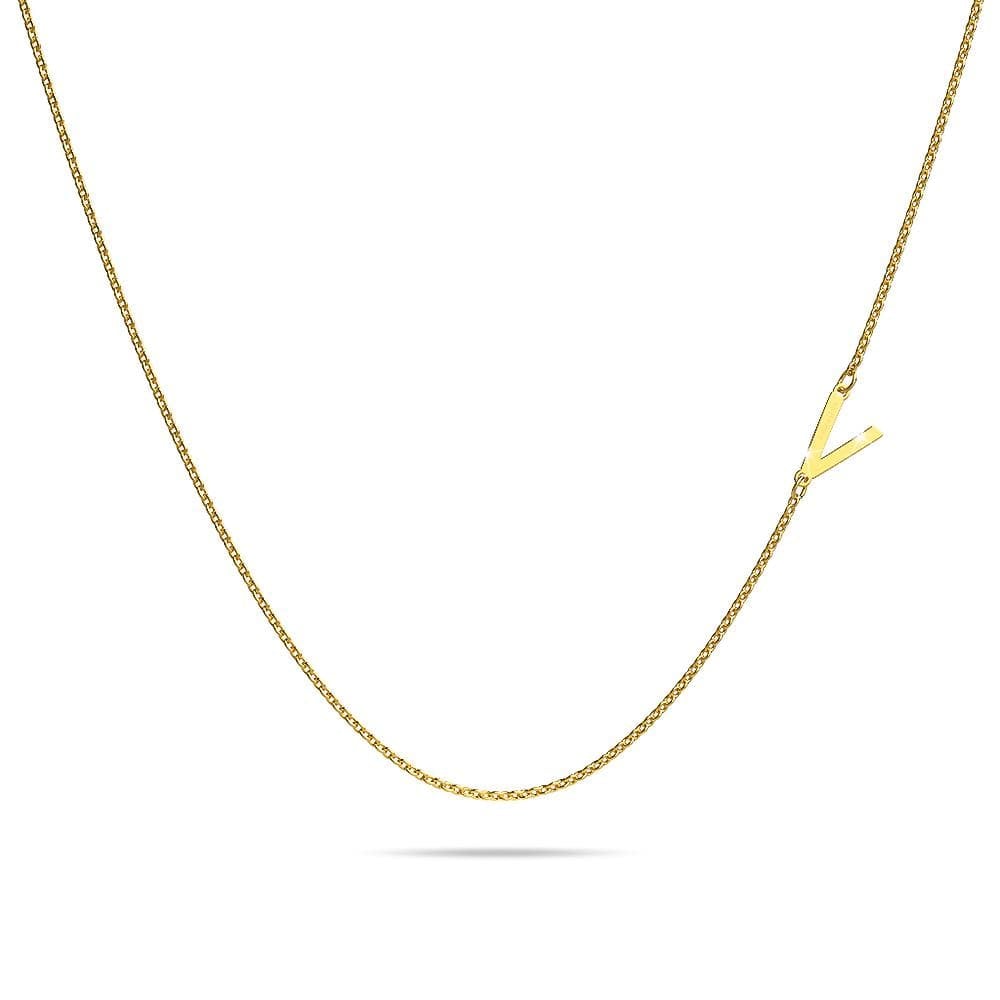 Bold Alphabet Letter Initial Charm Necklace in Gold Tone - 86