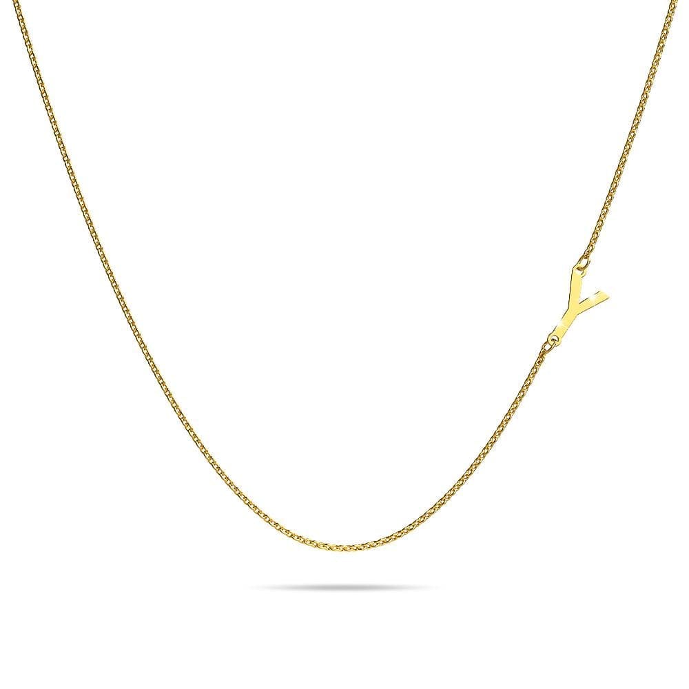 Bold Alphabet Letter Initial Charm Necklace in Gold Tone - 98