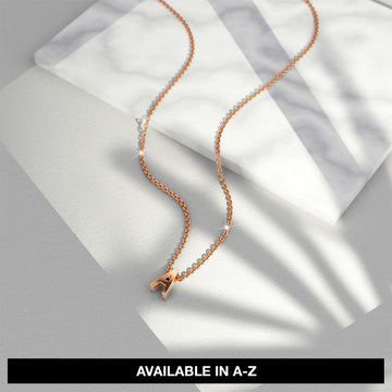 Initials Brick Alphabet Letter Necklace Rose Gold Layered Steel Jewellery