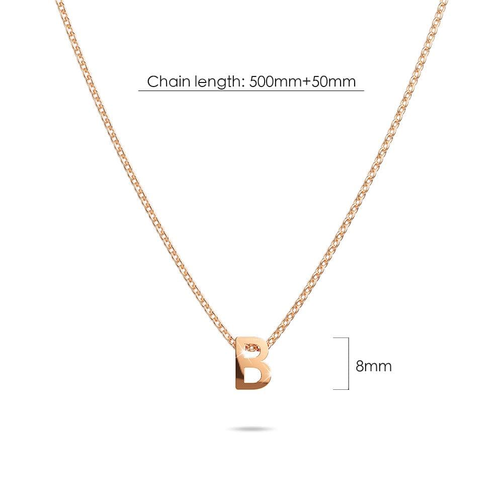 Initials Brick Alphabet Letter Necklace Rose Gold Layered Steel Jewellery - 8