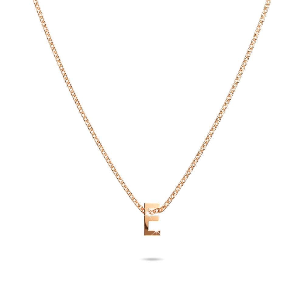 Initials Brick Alphabet Letter Necklace Rose Gold Layered Steel Jewellery - 18
