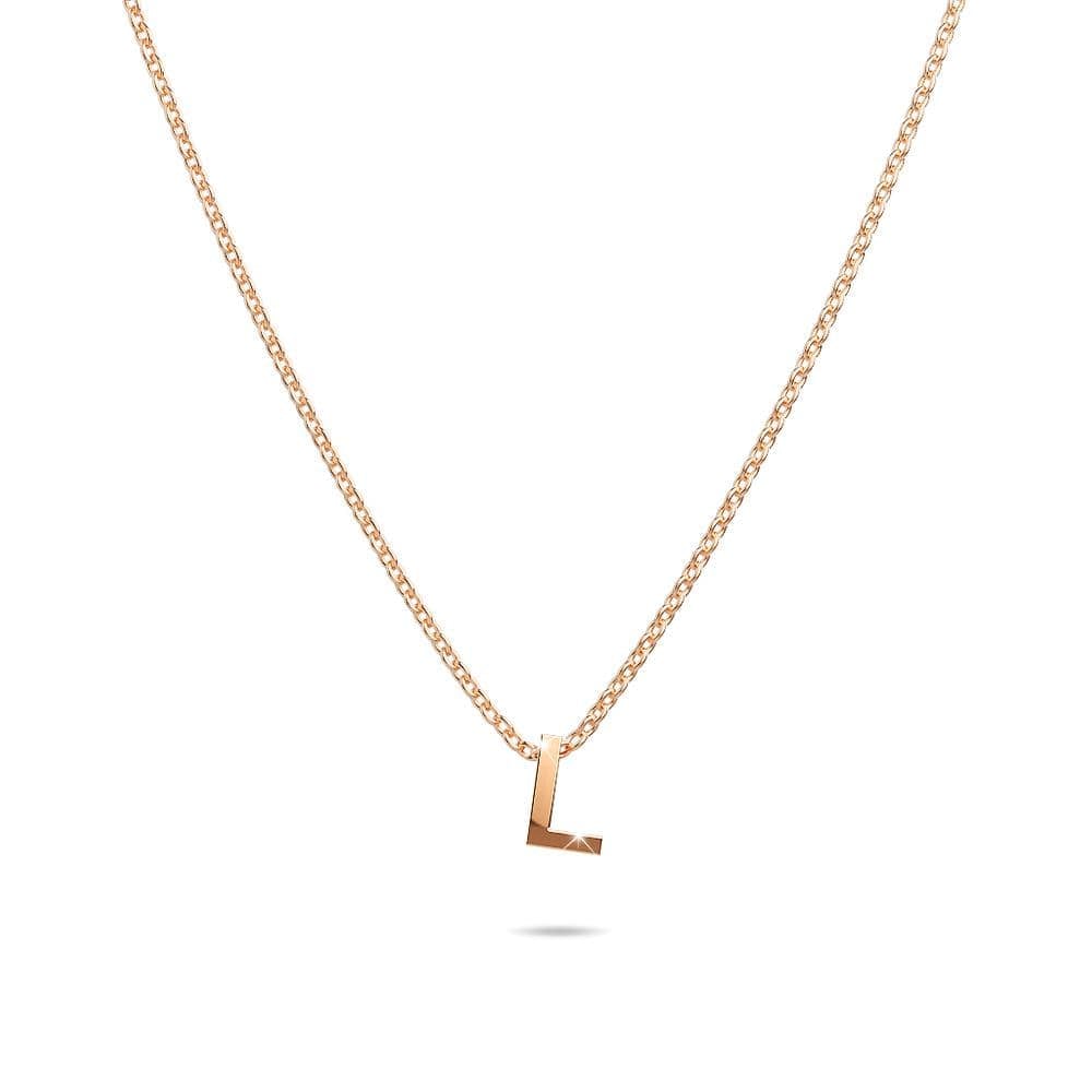 Initials Brick Alphabet Letter Necklace Rose Gold Layered Steel Jewellery - 46