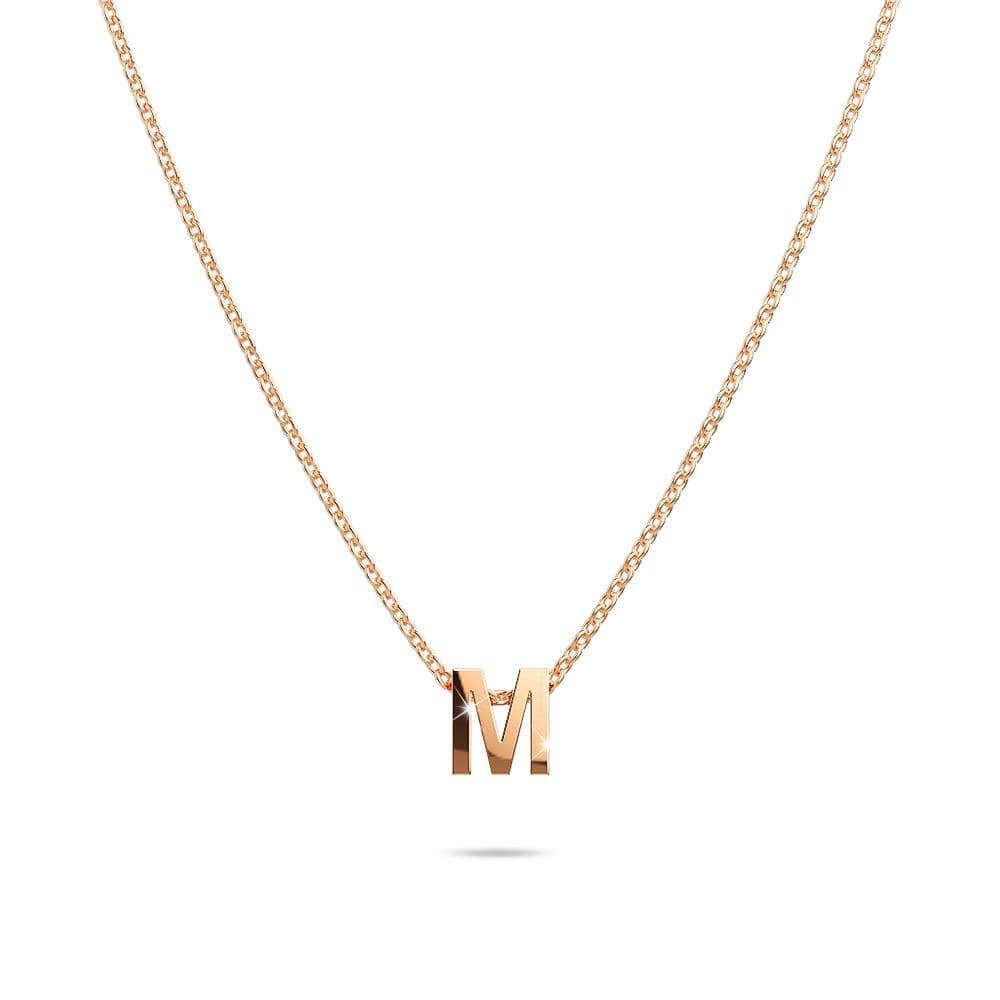 Initials Brick Alphabet Letter Necklace Rose Gold Layered Steel Jewellery - 50