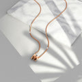 Initials Brick Alphabet Letter Necklace Rose Gold Layered Steel Jewellery - 51