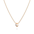Initials Brick Alphabet Letter Necklace Rose Gold Layered Steel Jewellery - 58