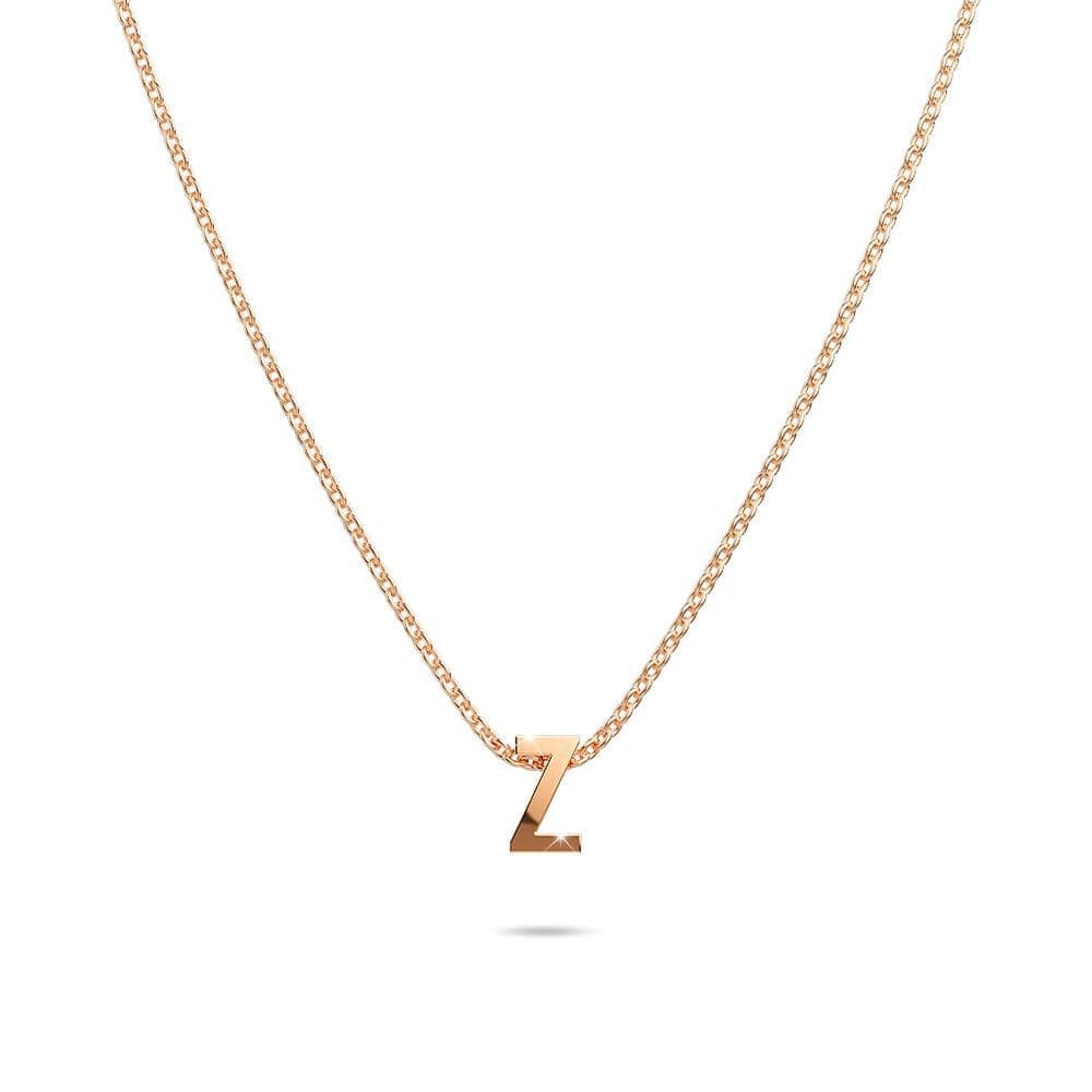 Initials Brick Alphabet Letter Necklace Rose Gold Layered Steel Jewellery - 102