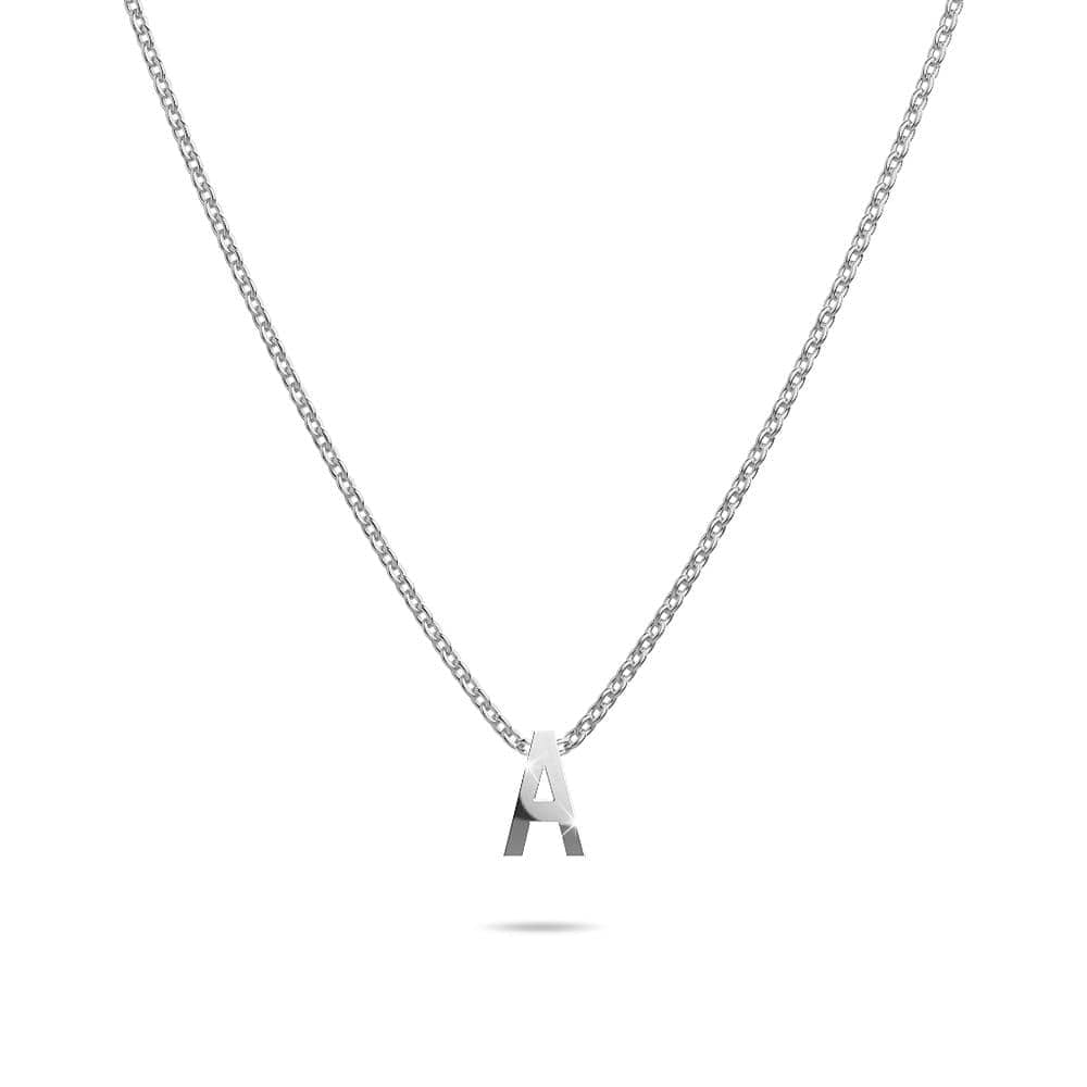Initials Brick Alphabet Letter Necklace White Gold Layered Steel Jewellery  - 2