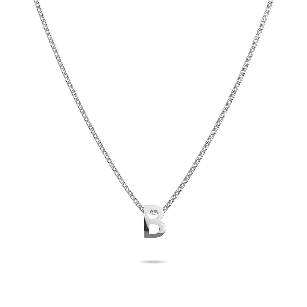 Initials Brick Alphabet Letter Necklace White Gold Layered Steel Jewellery  - 6