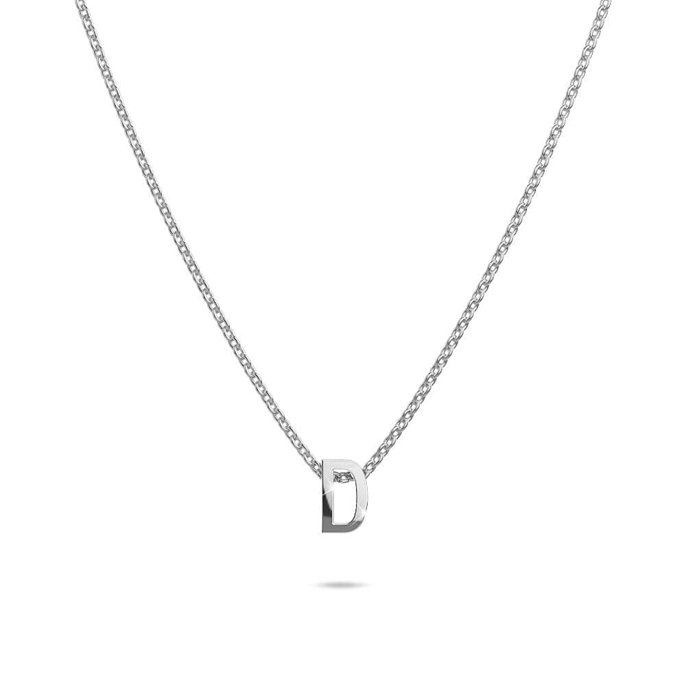 Initials Brick Alphabet Letter Necklace White Gold Layered Steel Jewellery  - 14