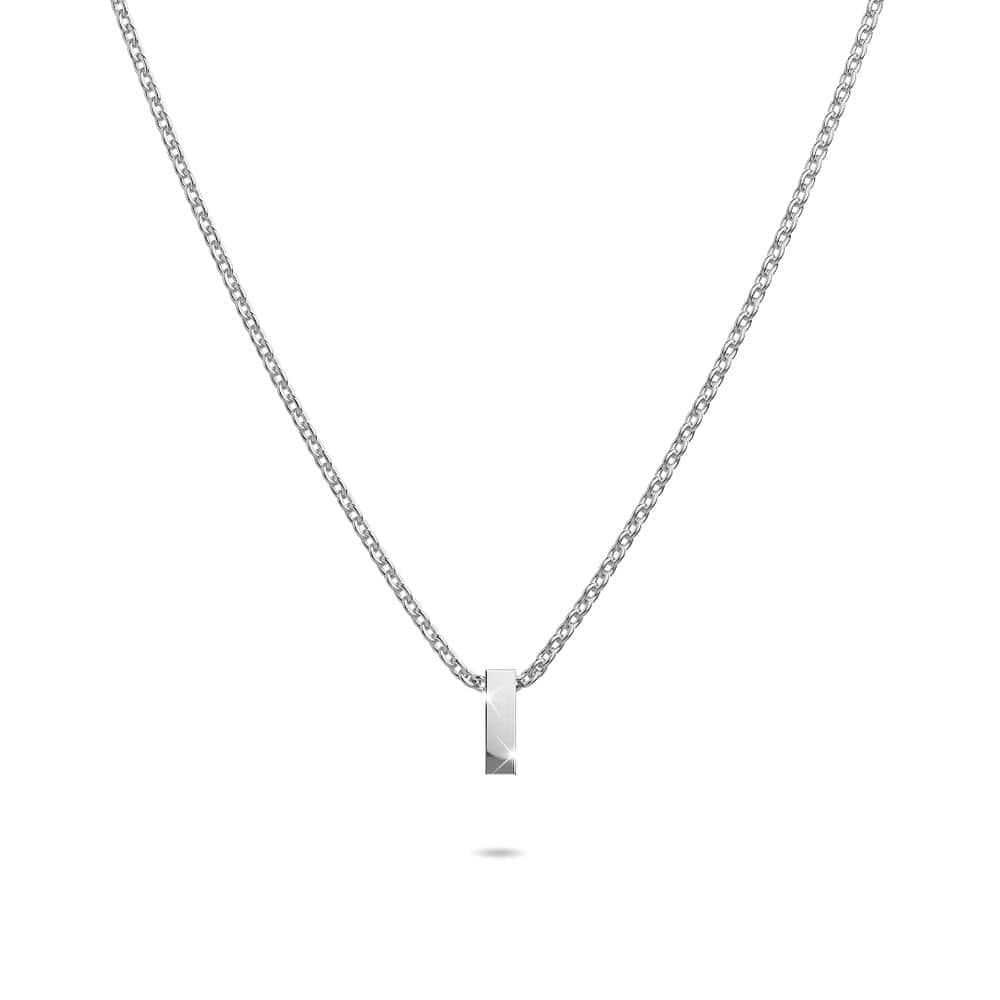 Initials Brick Alphabet Letter Necklace White Gold Layered Steel Jewellery  - 34