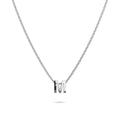 Initials Brick Alphabet Letter Necklace White Gold Layered Steel Jewellery  - 50