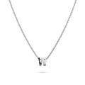 Initials Brick Alphabet Letter Necklace White Gold Layered Steel Jewellery  - 90