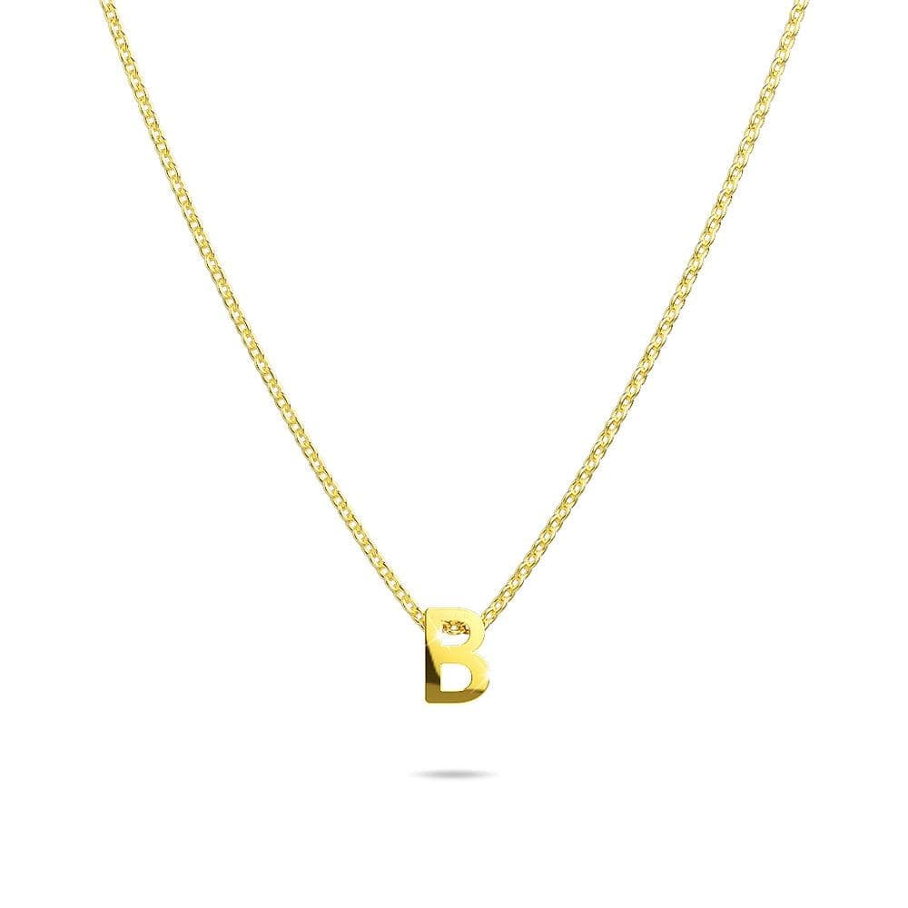 Initials Brick Alphabet Letter Necklace Gold Layered Steel Jewellery  - 6