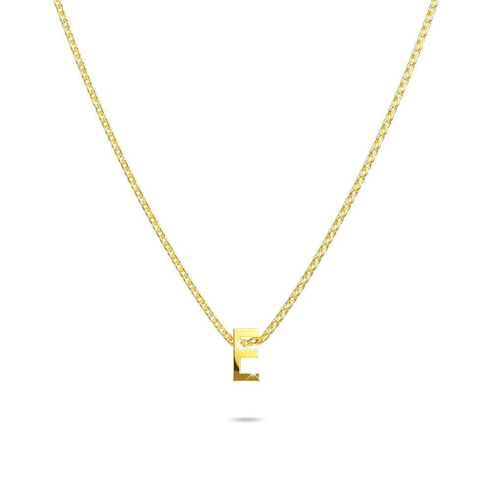 Initials Brick Alphabet Letter Necklace Gold Layered Steel Jewellery  - 18