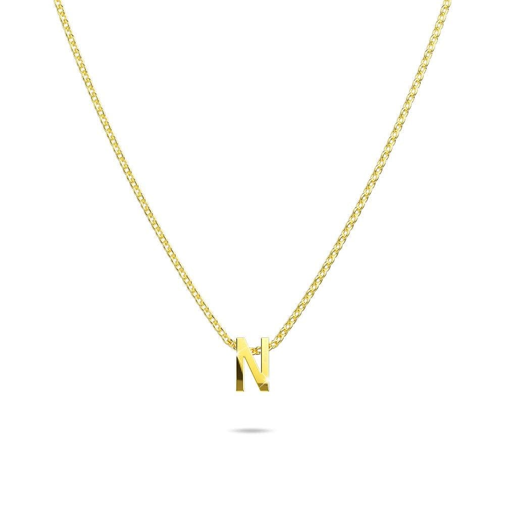 Initials Brick Alphabet Letter Necklace Gold Layered Steel Jewellery  - 54