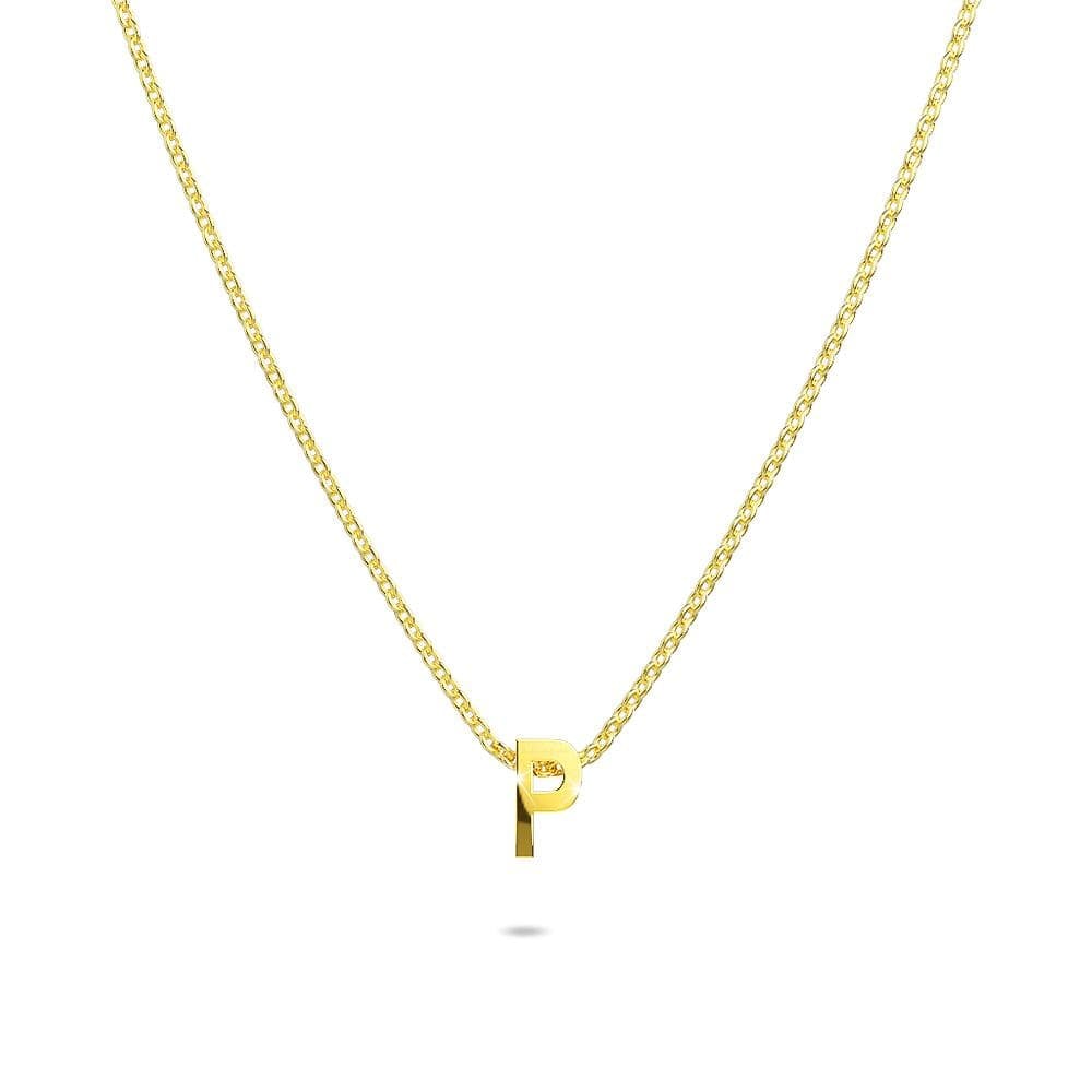 Initials Brick Alphabet Letter Necklace Gold Layered Steel Jewellery  - 62
