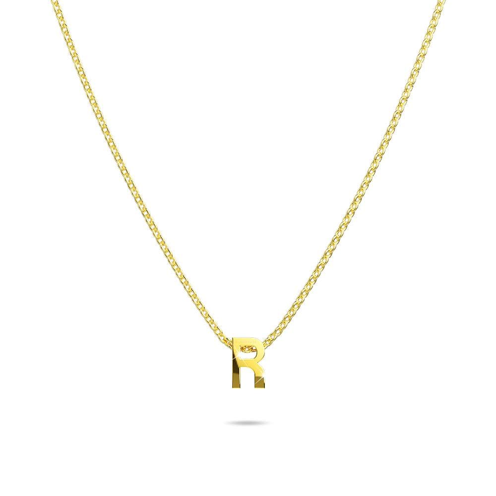 Initials Brick Alphabet Letter Necklace Gold Layered Steel Jewellery  - 70