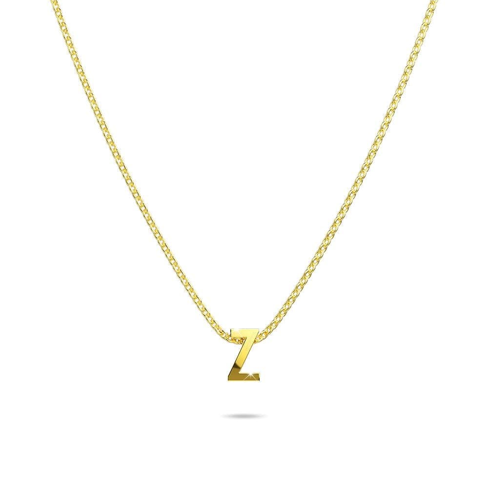 Initials Brick Alphabet Letter Necklace Gold Layered Steel Jewellery  - 102