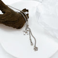 Petite Pony and Flower Long Chain Necklace in White Gold - Brilliant Co