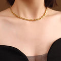 Bianca Fancy Clip Link Chain Gold Titanium Choker Necklace - Brilliant Co