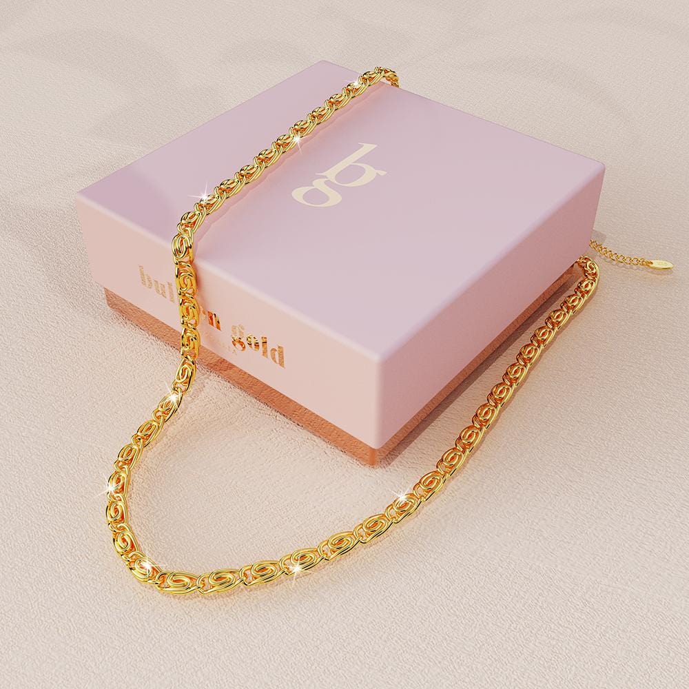 Bianca Fancy Clip Link Chain Gold Titanium Choker Necklace - Brilliant Co