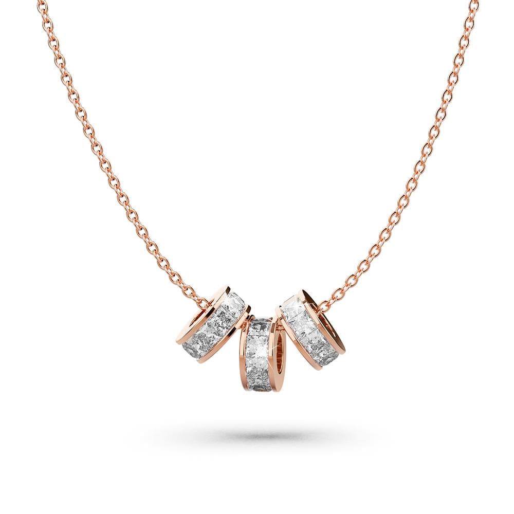 Triple Charm Pendant Necklace Rose Gold Layered Titanium - Brilliant Co
