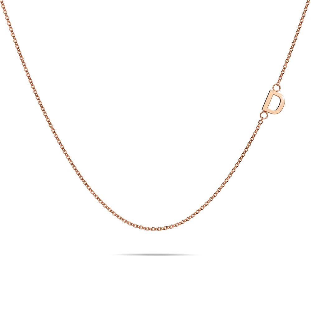 Sparkling Alphabet Initials Titanium Steel Necklace in Rose Gold - 14