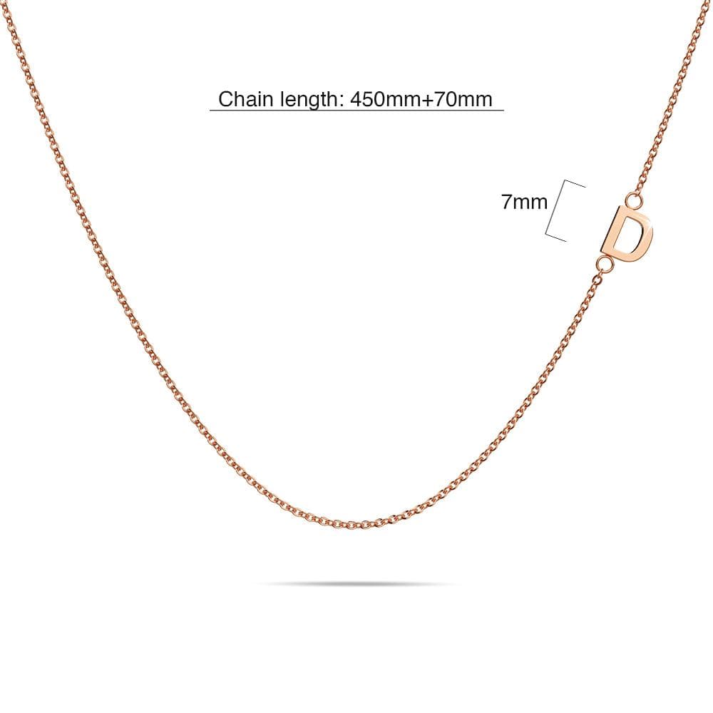 Sparkling Alphabet Initials Titanium Steel Necklace in Rose Gold - 16