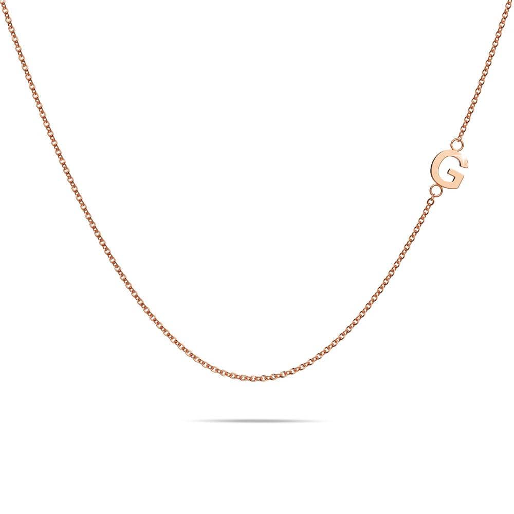 Sparkling Alphabet Initials Titanium Steel Necklace in Rose Gold - 26