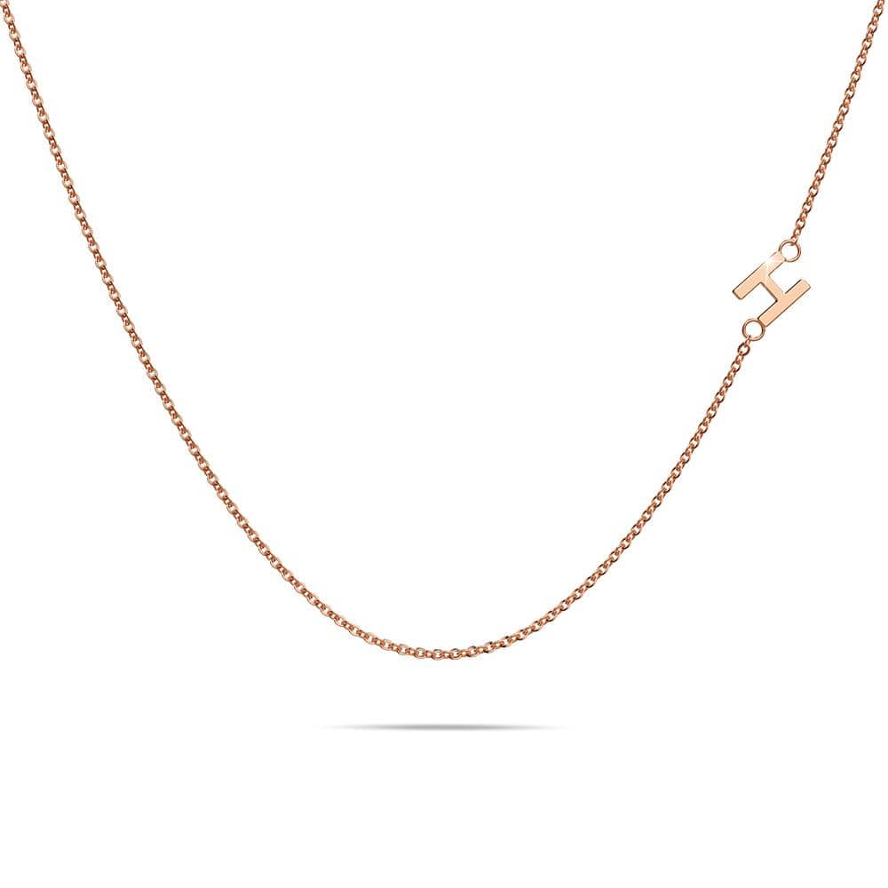 Sparkling Alphabet Initials Titanium Steel Necklace in Rose Gold - 30