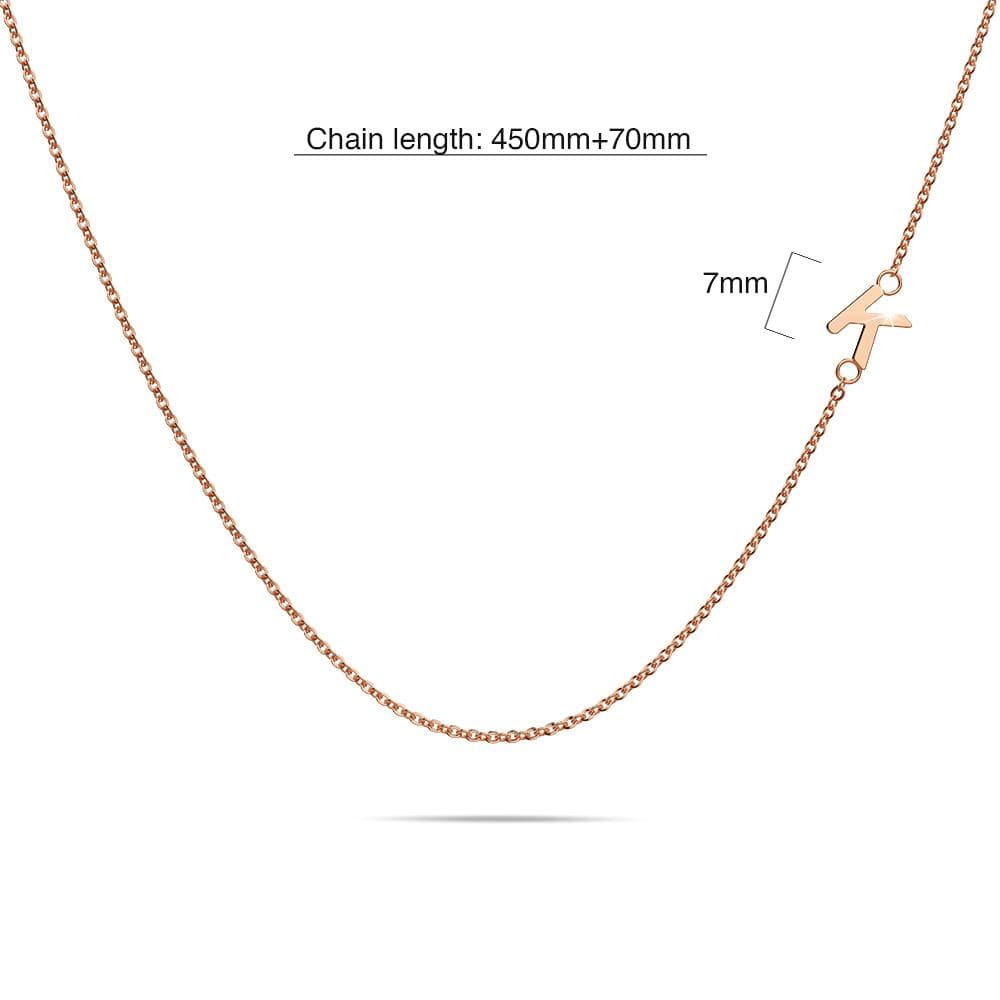 Sparkling Alphabet Initials Titanium Steel Necklace in Rose Gold - 44