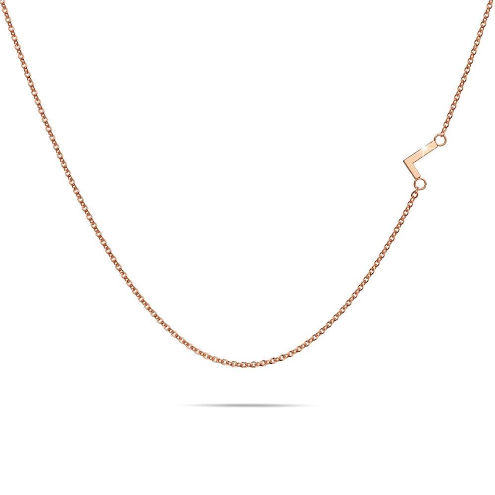 Sparkling Alphabet Initials Titanium Steel Necklace in Rose Gold - 46