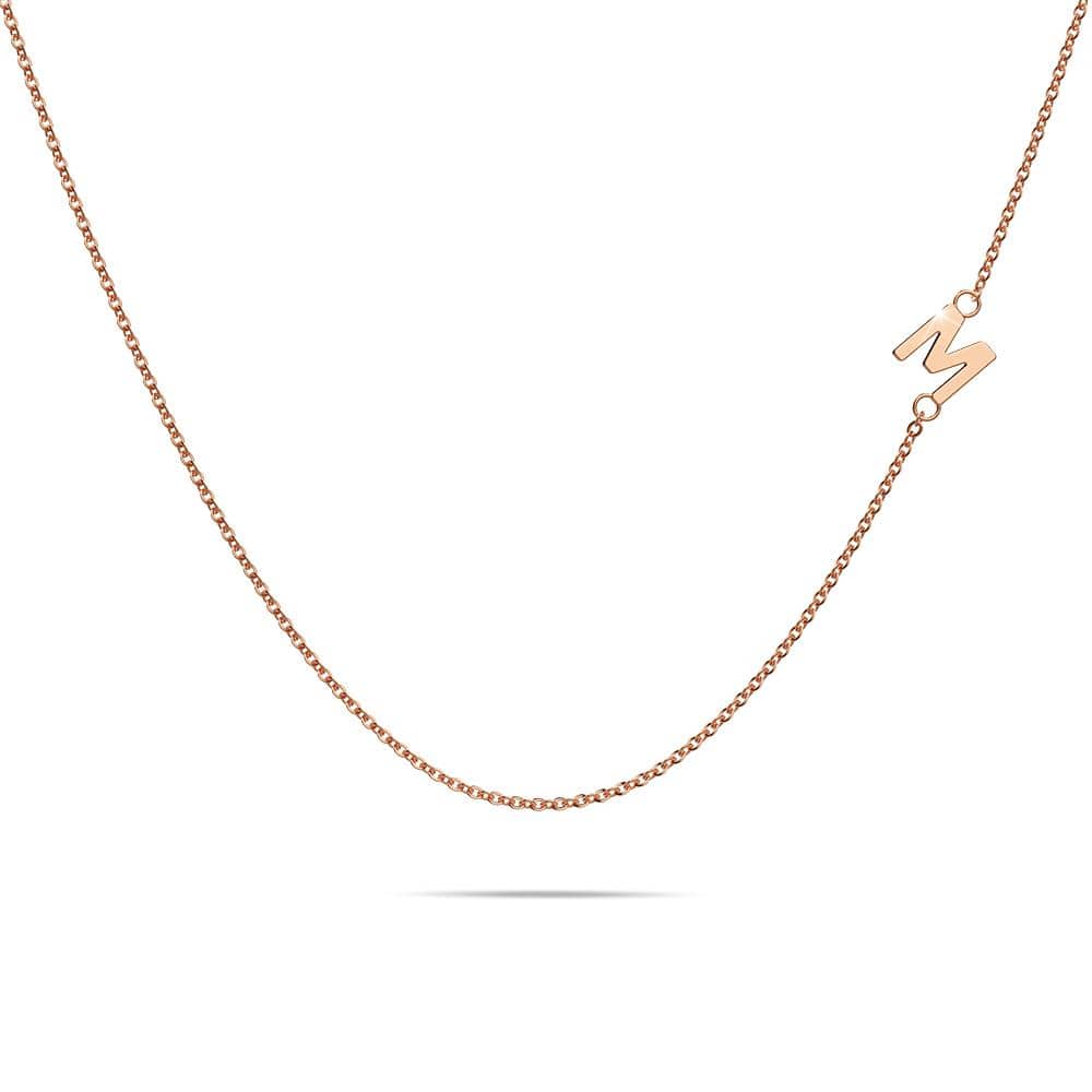 Sparkling Alphabet Initials Titanium Steel Necklace in Rose Gold - 50