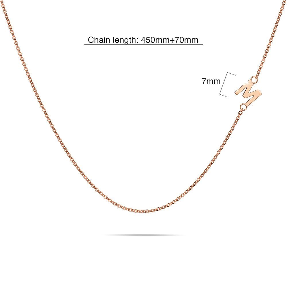Sparkling Alphabet Initials Titanium Steel Necklace in Rose Gold - 52