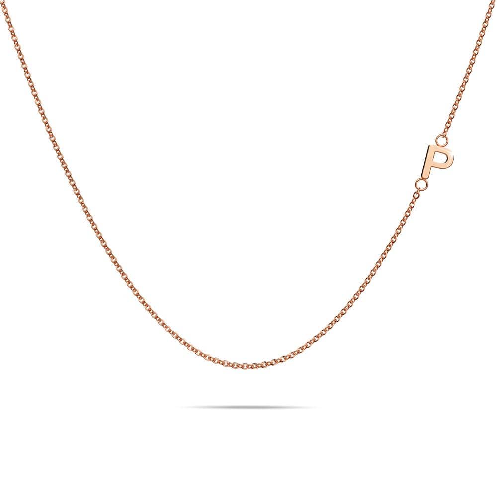 Sparkling Alphabet Initials Titanium Steel Necklace in Rose Gold - 62