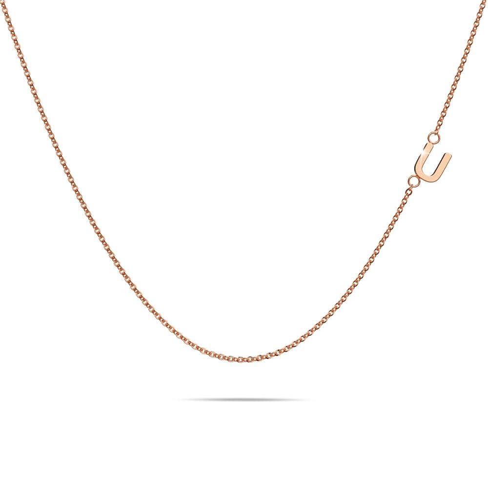 Sparkling Alphabet Initials Titanium Steel Necklace in Rose Gold - 82