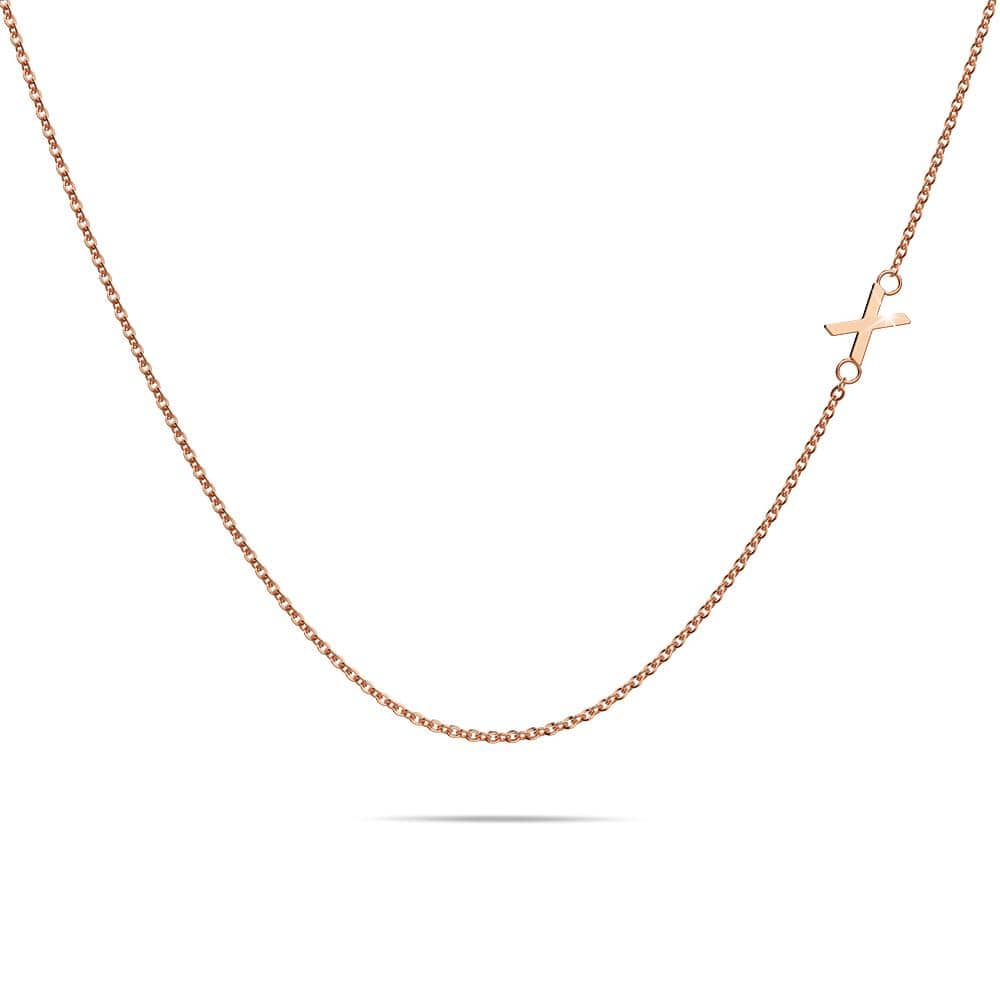 Sparkling Alphabet Initials Titanium Steel Necklace in Rose Gold - 94
