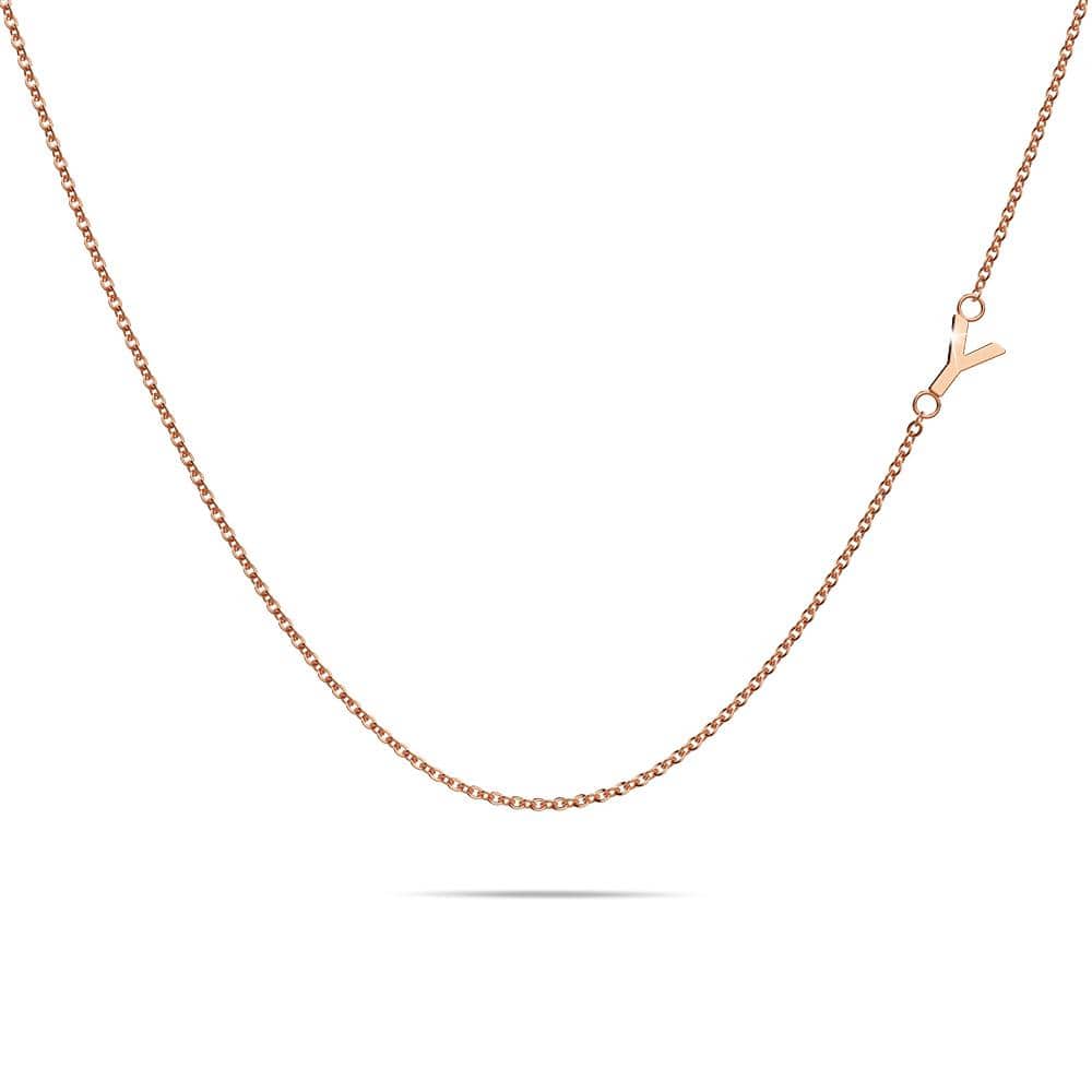 Sparkling Alphabet Initials Titanium Steel Necklace in Rose Gold - 98